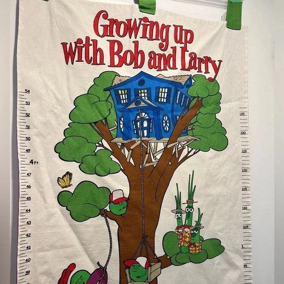VeggieTales Growing Up With Bob  & Larry Growth Chart Handmade Y2K Vintage - Picture 3 of 4